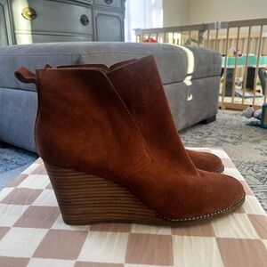 Lucky Brand Brown Suede Wedge Boots
